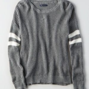 AMERICAN EAGLE DOUBLE-STRIPED VARSITY SWEATER